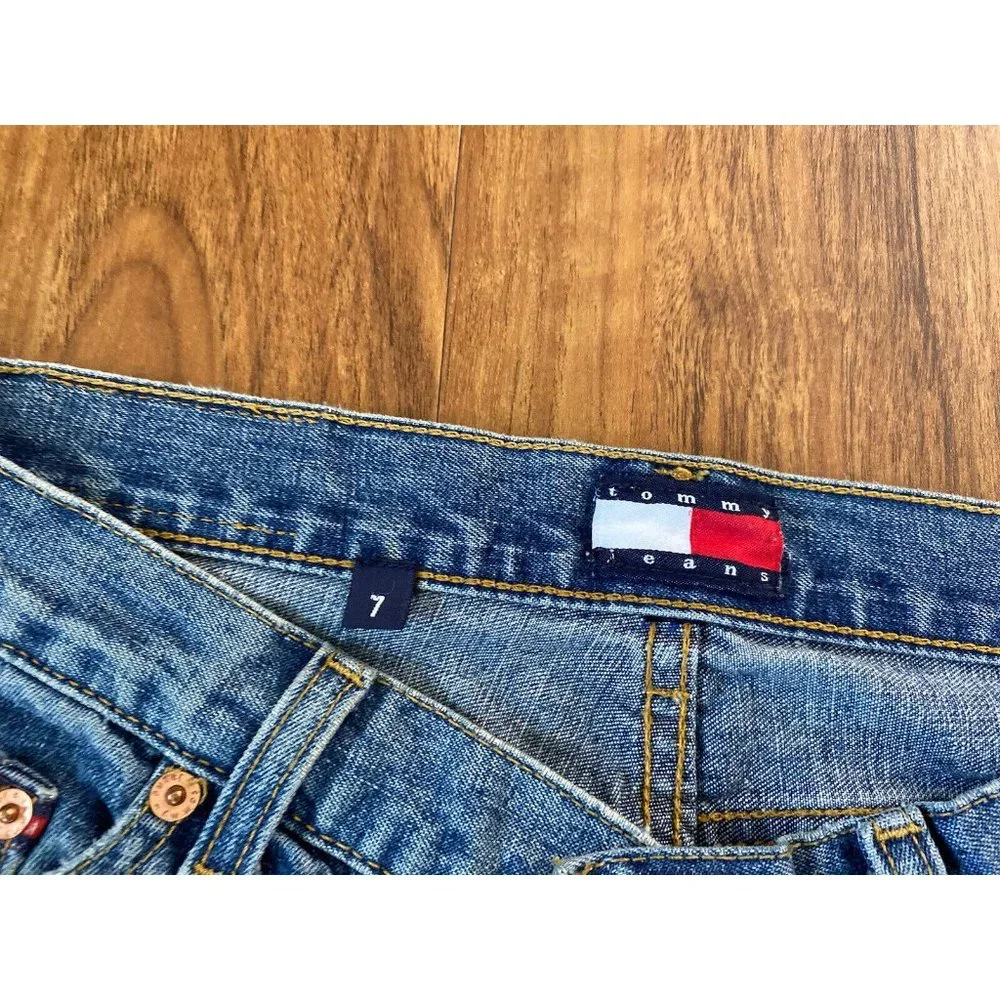 Vintage Tommy Hilfiger Straight Jeans Women's 7 Rare Raw Frayed Hem Side‎ Slits